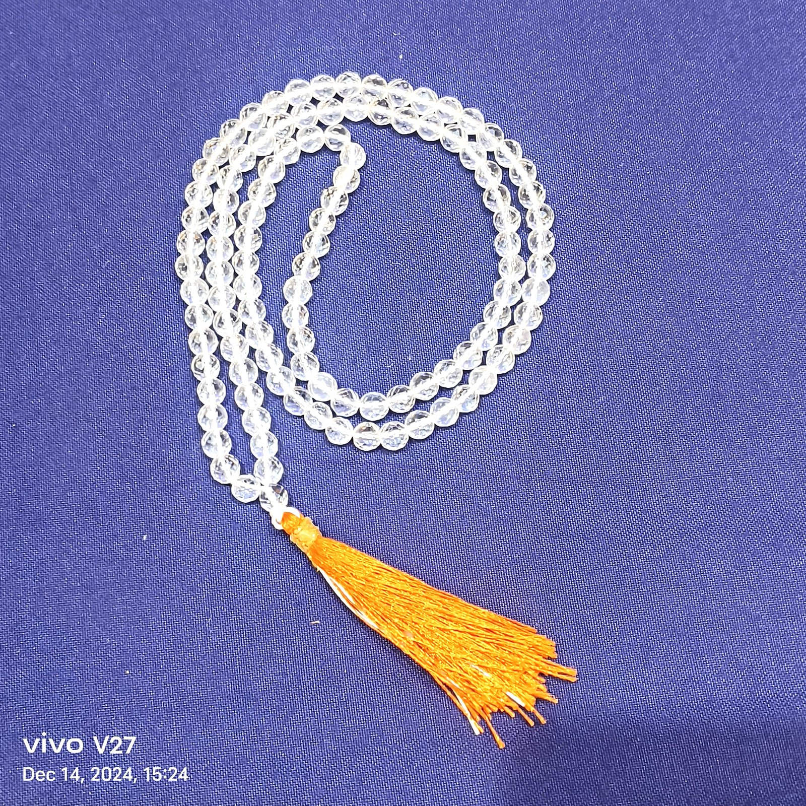 Diamond cut sphatik mala
